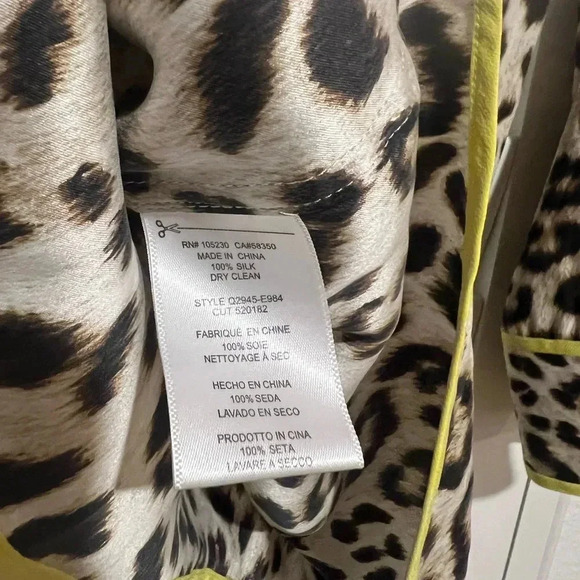 EQUIPMENT FEMME NWT Silk Leopard Print Dalton Tunic Top Blouse Neon - Picture 7 of 7